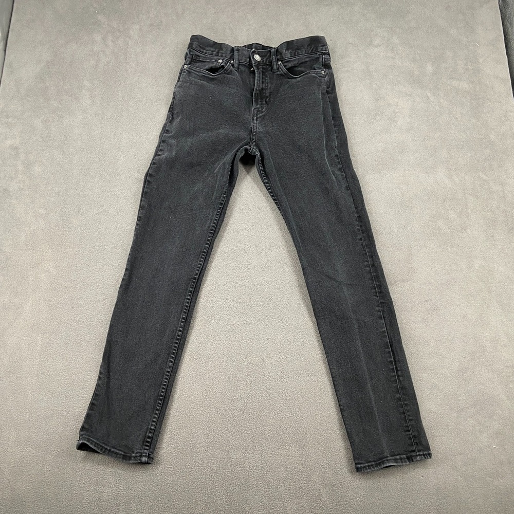 H&M Slim Fit Jeans Mens 28x32 Black Denim‎ Cotton Stretch Mid Rise Straight Leg